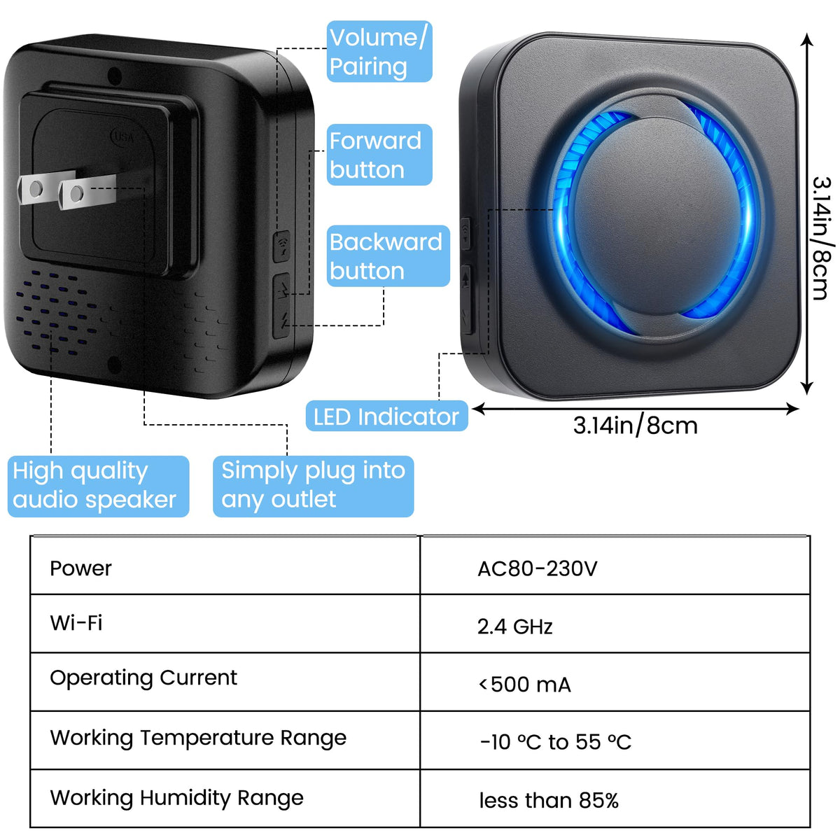 MISDUOCOCO Smart WiFi Wireless Doorbell Chime for Google Nest/Ring/Blink