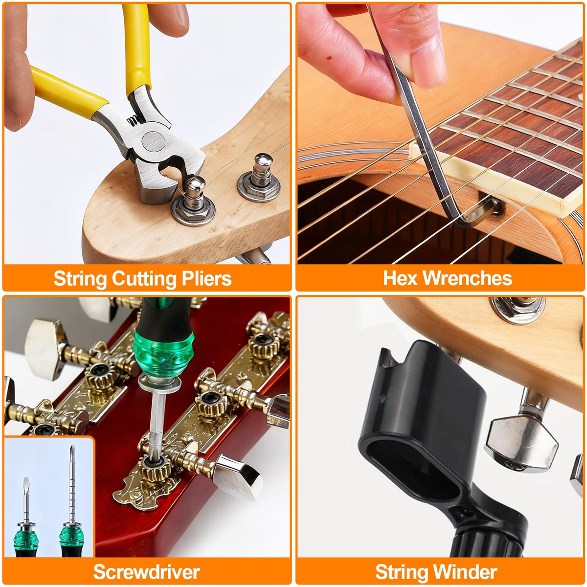 Guitar Tool Kit, 132 Pcs Professional Guitar Repair Kit, Guitar Maintenance Kit with Guitar Tools Accessories and Carry Bag, Guitar Setup Kit for Electric Guitar Acoustic Guitar Ukulele Banjo Bass