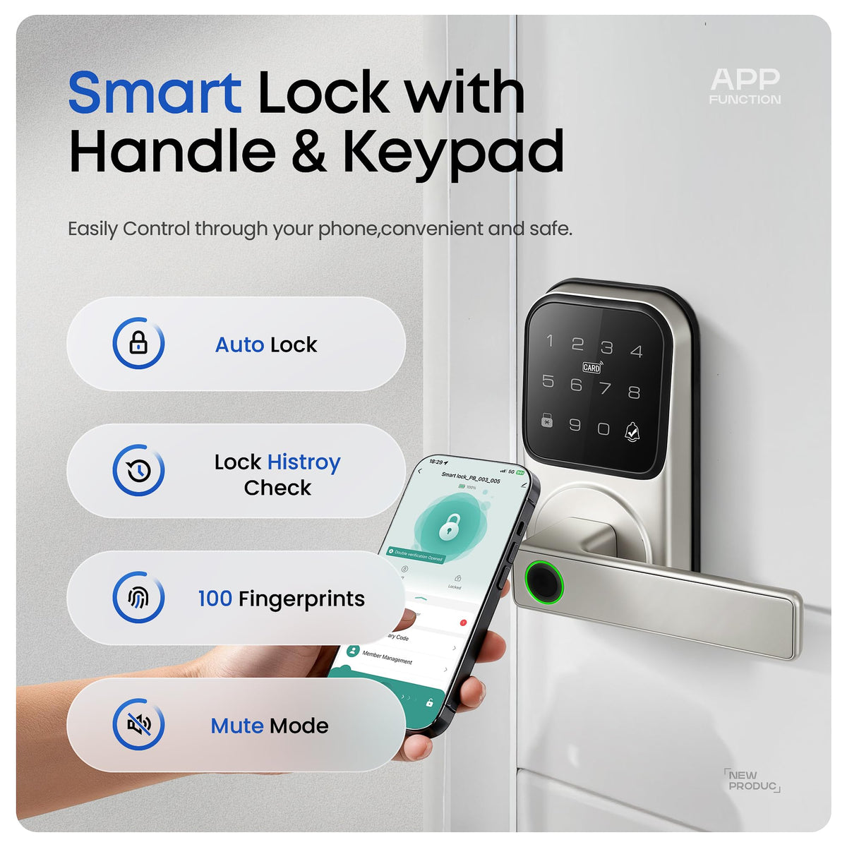 Keypad Smart Door Lock with Knob, Keyless Entry Digital Lock with Handle