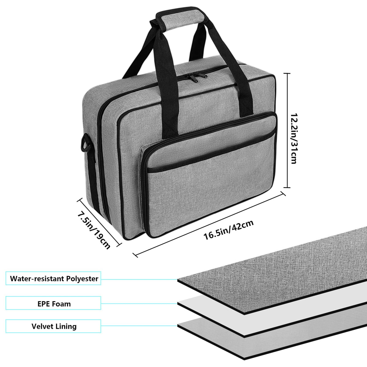 Muscab Audio Mixer Case 0.4 Inch Padded DJ Mixer Bag Travel Padded Case for Audio Mixers, DJ Controllers & Equipment Compatible with RODECaster Pro,RODECaster Pro II,TC-Helicon GoXLR-Grey