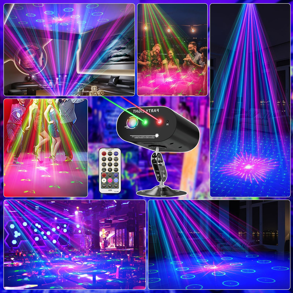 Yiixuyo - DJ Disco Ball Party Lights with Sound-Activated Remote