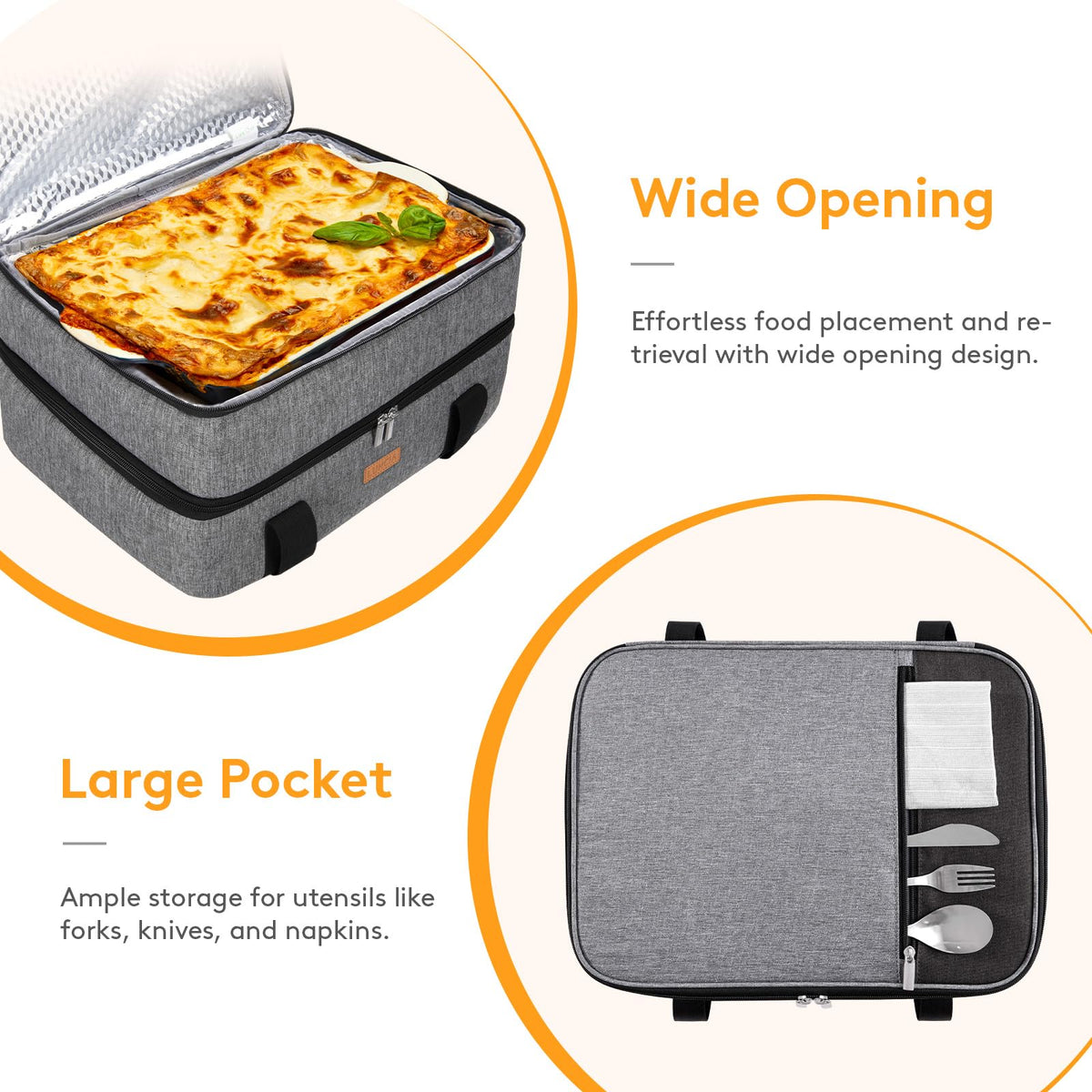 LUNCIA Insulated Double Decker Casserole Carrier, Lasagna Lugger Tote