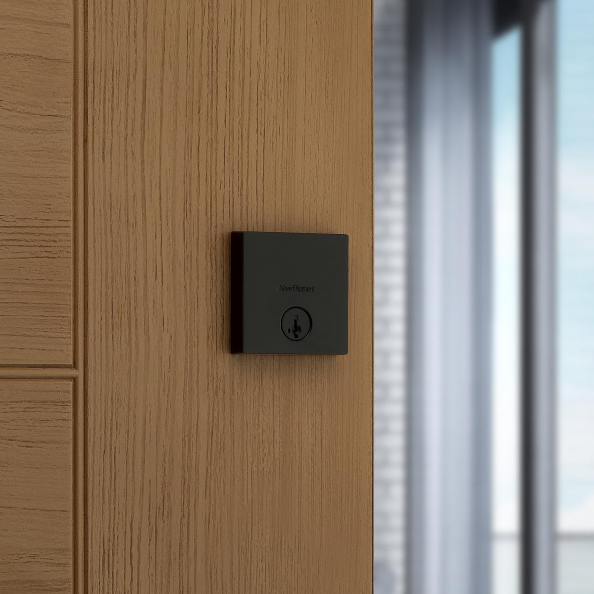 Kwikset Downtown Single Cylinder Deadbolt Lock with SmartKey, Matte Black