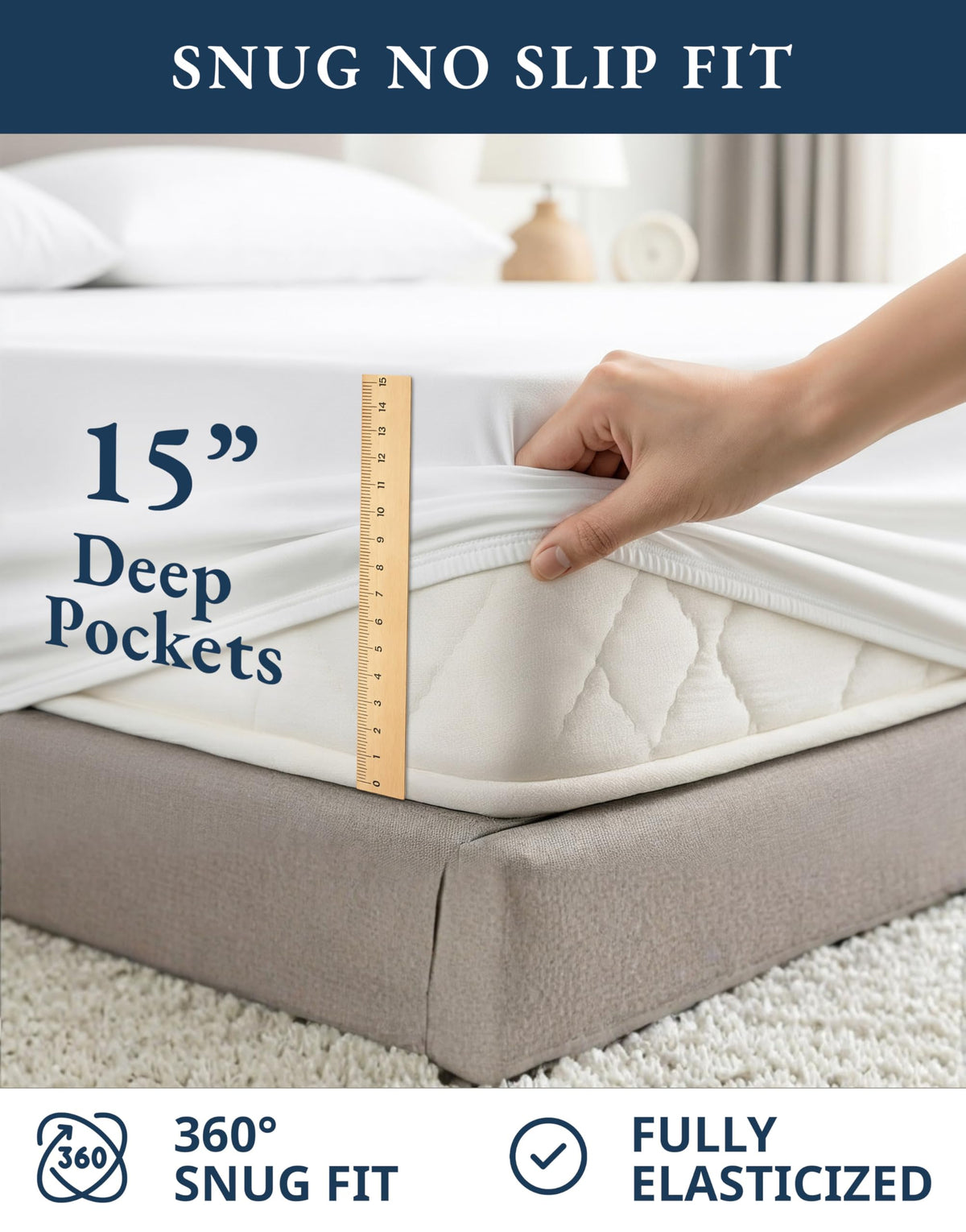 LANE LINEN Queen Sheets 100% Organic Cotton 4pc Percale Cooling - White