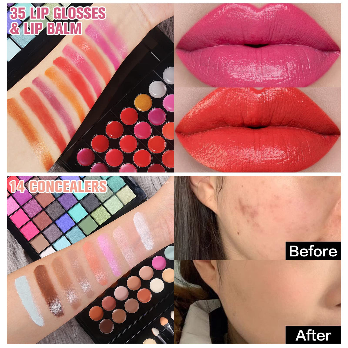 177 Colors Professional Makeup Kit for Women Girls Full Kit Gift Set with Mirror All in One Make up Palette Included Eyeshadow Powder Eye Shadow Gel Lip Gloss Concealer Eyebrow Powder Blush Brushes