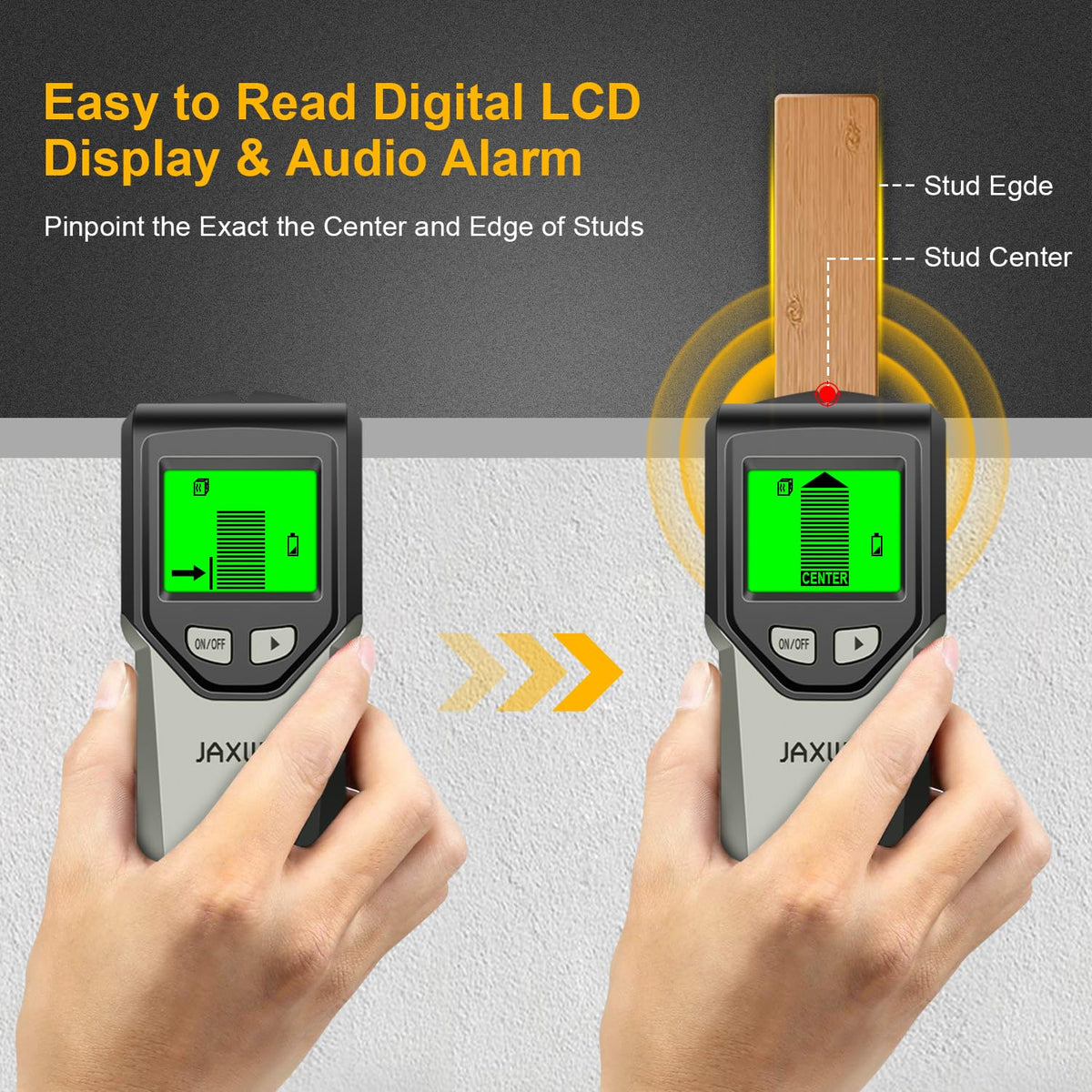 Stud Finder Wall Scanner - 5 in 1 Stud Finder Tool w/Smart Chip and HD LCD Display, Stud Detector Beam Finders for the Center and Edge of Wood AC Wire Metal Studs Joist Pipe (‎‎grayish)