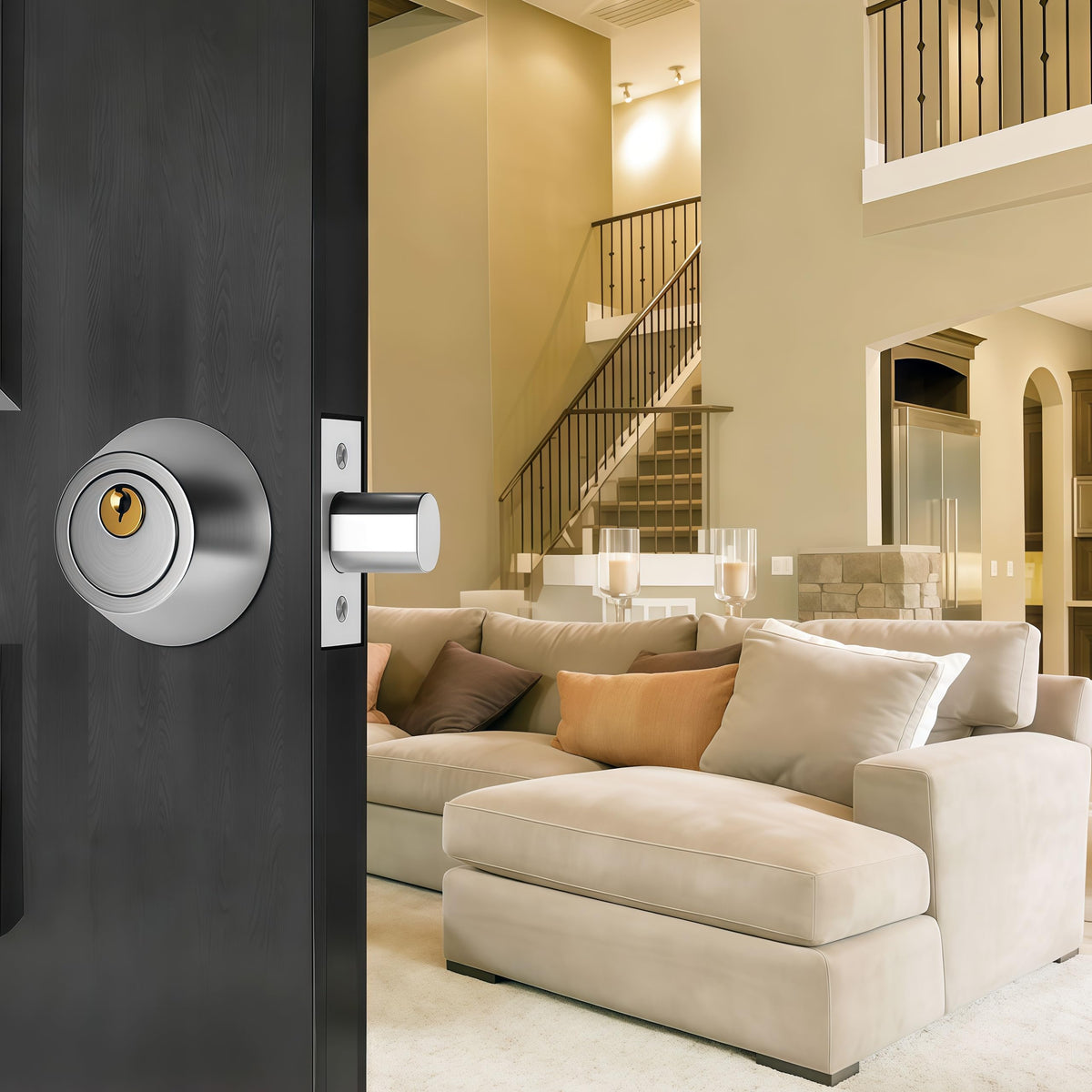Eiqikayo Silver Steel Double-Head Cylinder Deadbolt,keyed 2 Sides