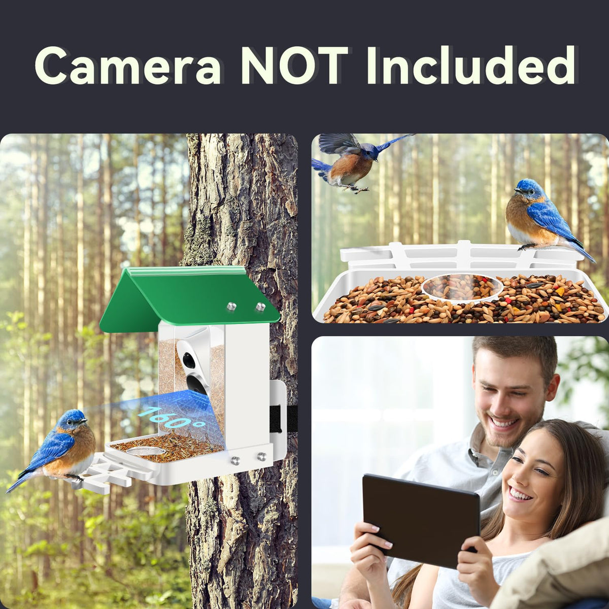 runofast Bird feeders for Outdoors Compatible with Blink,Wyze and Other Smart Camera for Bird Watching with Your Security Cam,Gift for Bird Lover-(Camera NOT Included)