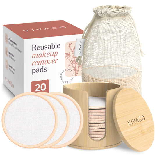 VIVAGO Reusable Cotton Rounds for Face - 20 Pack