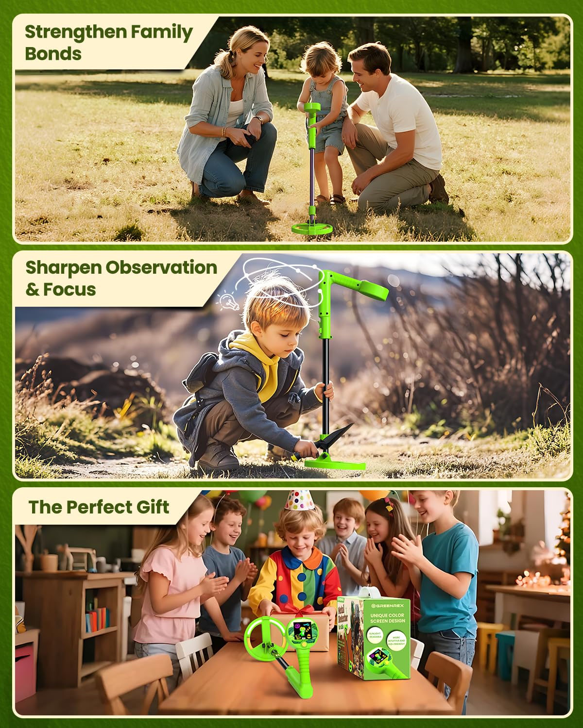 Metal Detector for Kids, Intuitive Color LCD Display, 6.7” Glowing LED Coil, Kid-Safe Lightweight with Adjustable Handle & 4” Precision Deepth, Perfect Educational Gift for Kids Ages 3-12