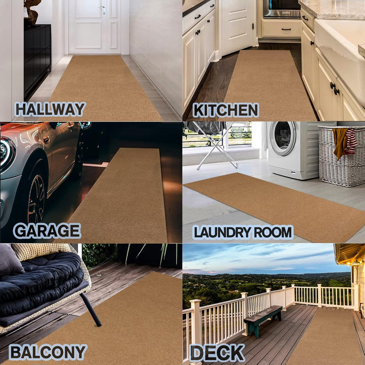 Custom Size Backed Non-Slip Area Rugs Runner, Easy Clean, Waterproof Runner Rugs for Hallway Entryway, Kitchen, Laundry, 4FT x 74FT, Beige