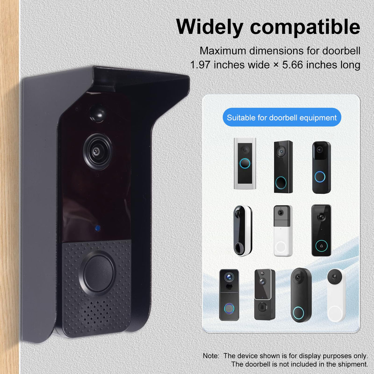 Metal Doorbell Cover Weatherproof, Doorbell Rain Cover, Anti Glare Sun Shade, Compatible for Blink/Ring Pro2/Arlo/Wyze/Google Nest/Reolink Video Doorbell
