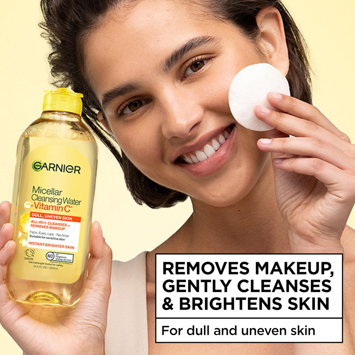 Garnier Micellar Water with Vitamin C, Facial Cleanser & Makeup Remover, Brightening & Hydrating, For All Skin Types, Vegan, Cruelty Free, 13.5 Fl Oz (400mL), 2 Count