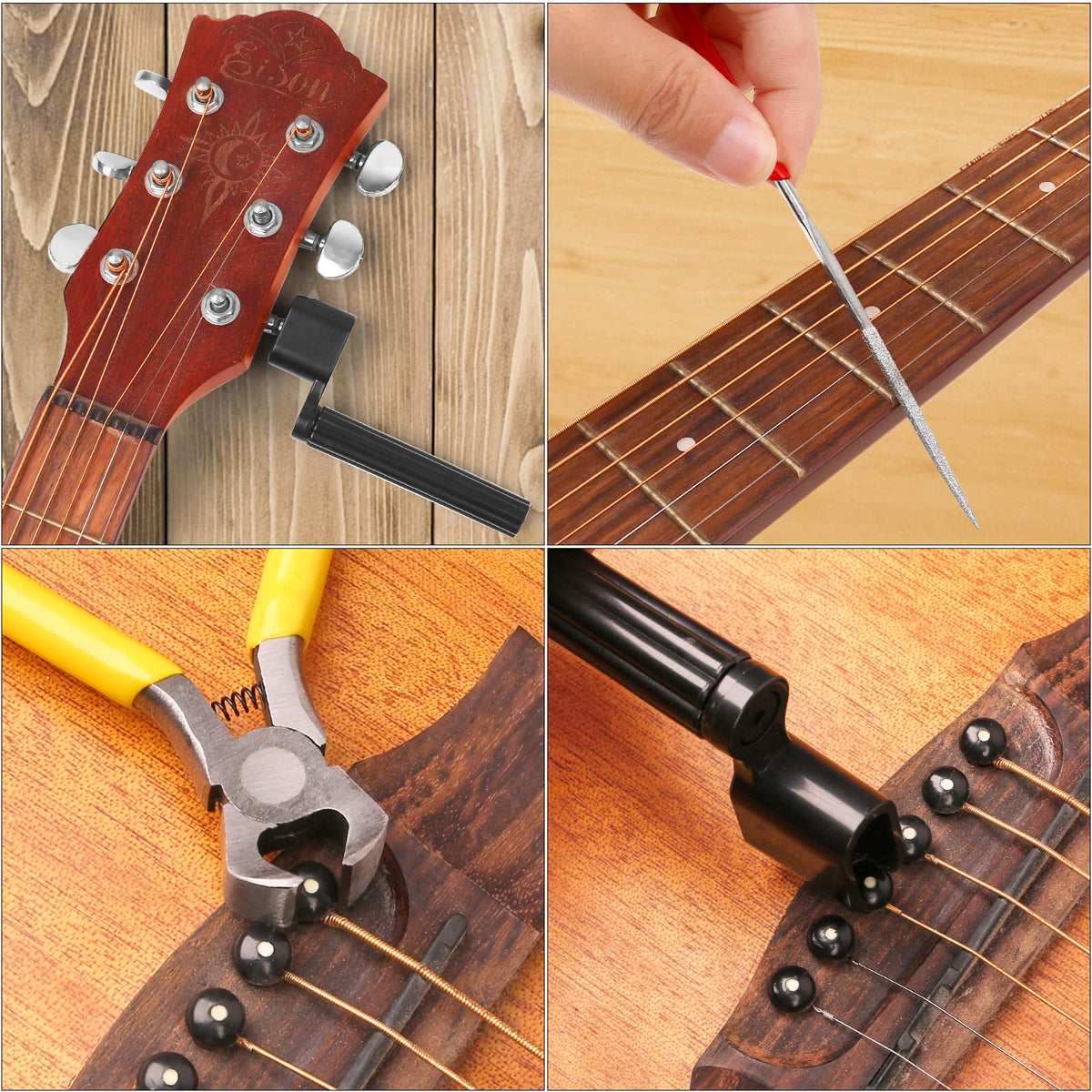 72PCS Guitar Tool Kit Repair Maintenance Accessories Guitar Parts Set with Carry Bag Guitar Care For Electric Acoustic Guitar Ukulele Bass Banjo