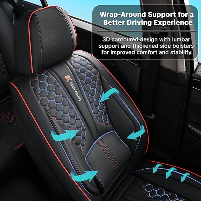 Black Car Seat Covers Full Set,Waterproof Leather Car Seat Covers,Suitable for suvs, sedans, and Pickup Trucks