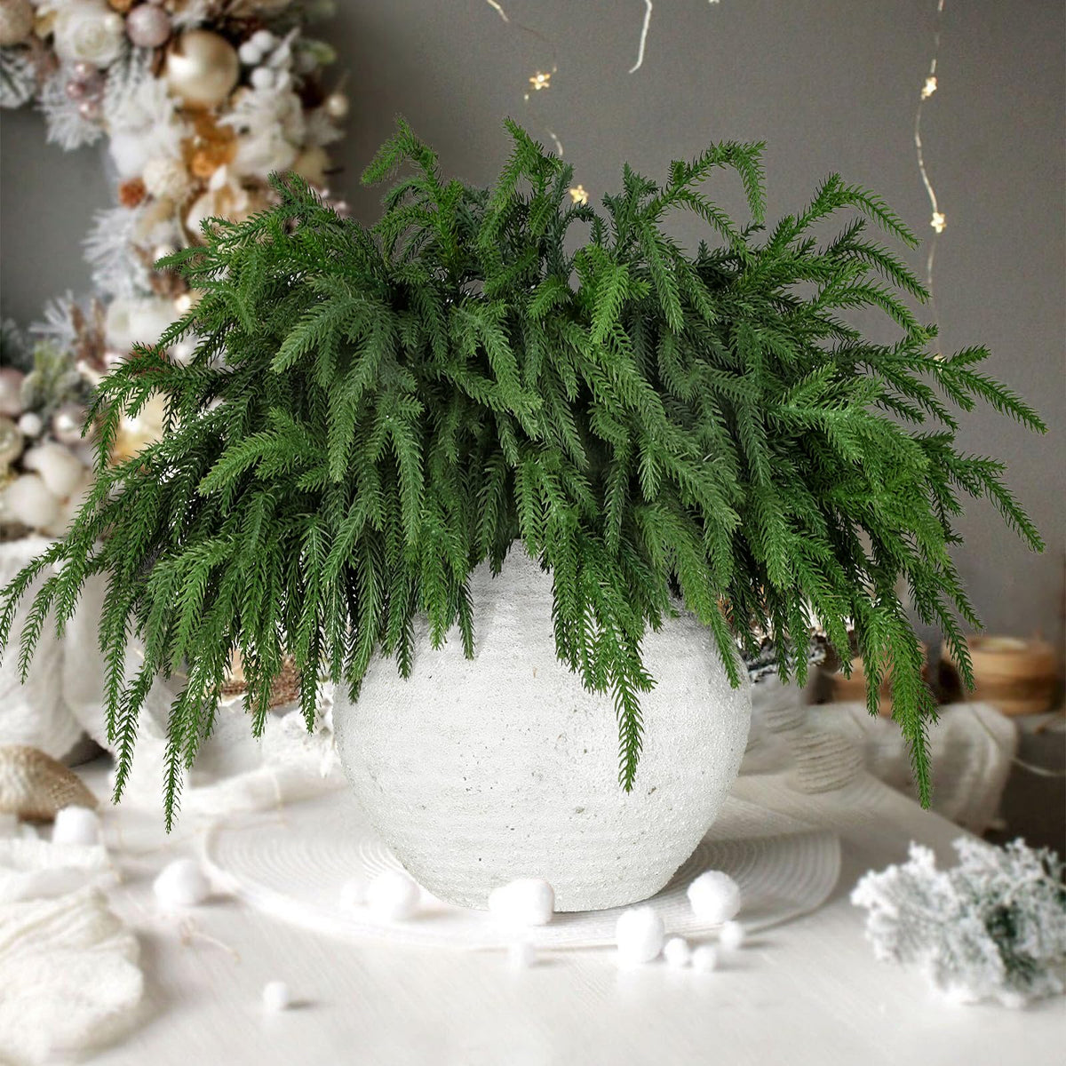 LZNPA 12 Pcs Realistic Christmas Pine Branches Natural Droopy Soft Bendable
