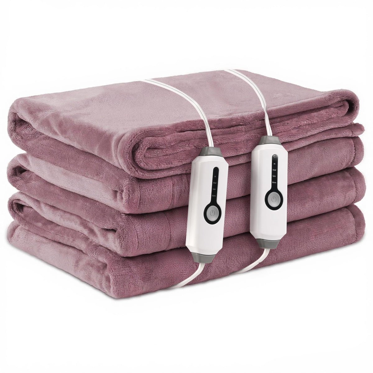 LaffyLo Electric Heated Blanket Queen Size 84" x 90", Soft Flannel Heating Blanket with Dual Controls, 4 Heat Settings, 10-Hour Auto Shutoff, Overheat Protection, Machine Washable, Purple