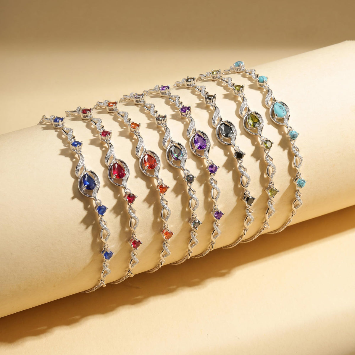September Sapphire Tennis Bracelet for Women Sterling Silver Birthstone