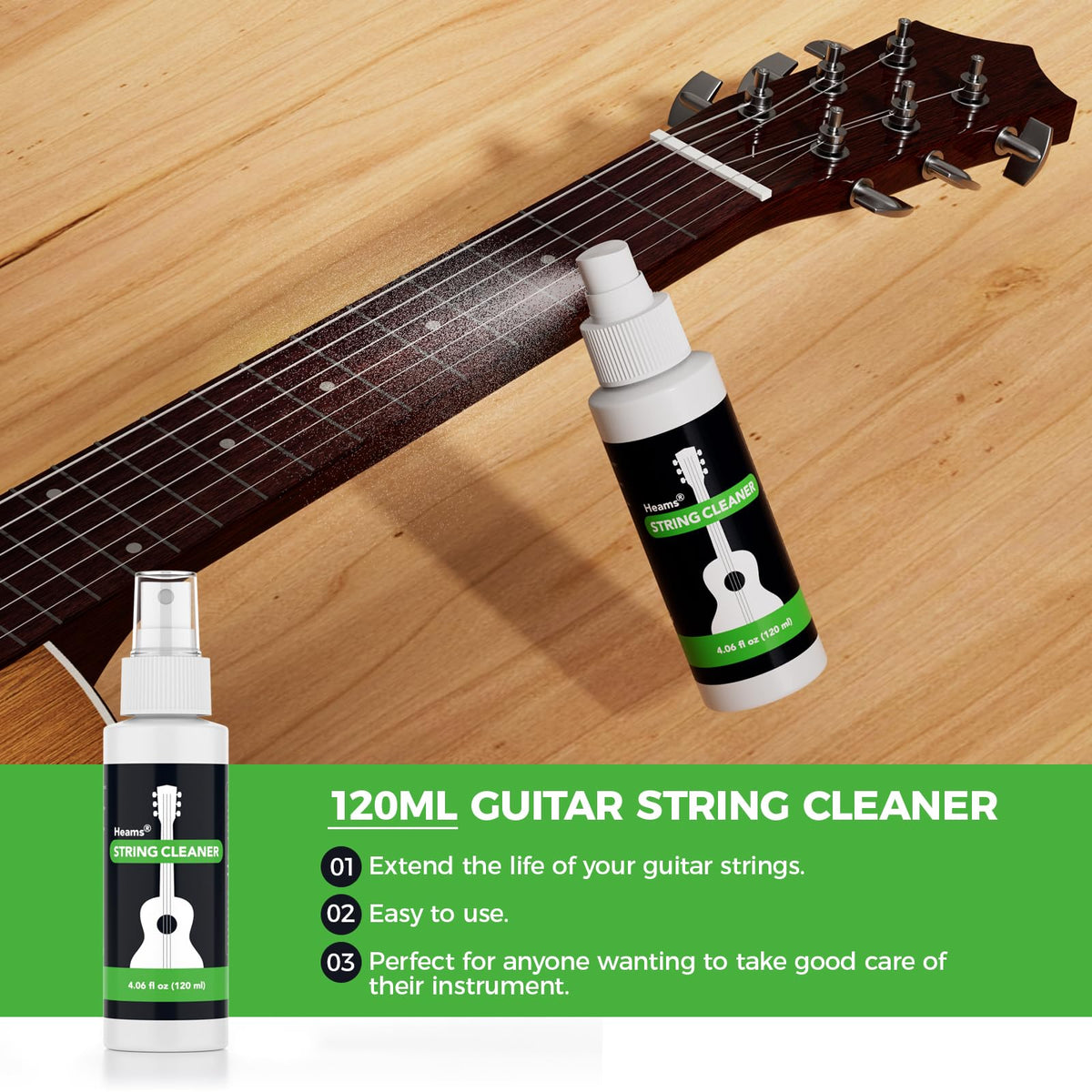 Heams Professional 6 in 1 Guitar Cleaning Kit, All-in-One, 120ML, 20% More