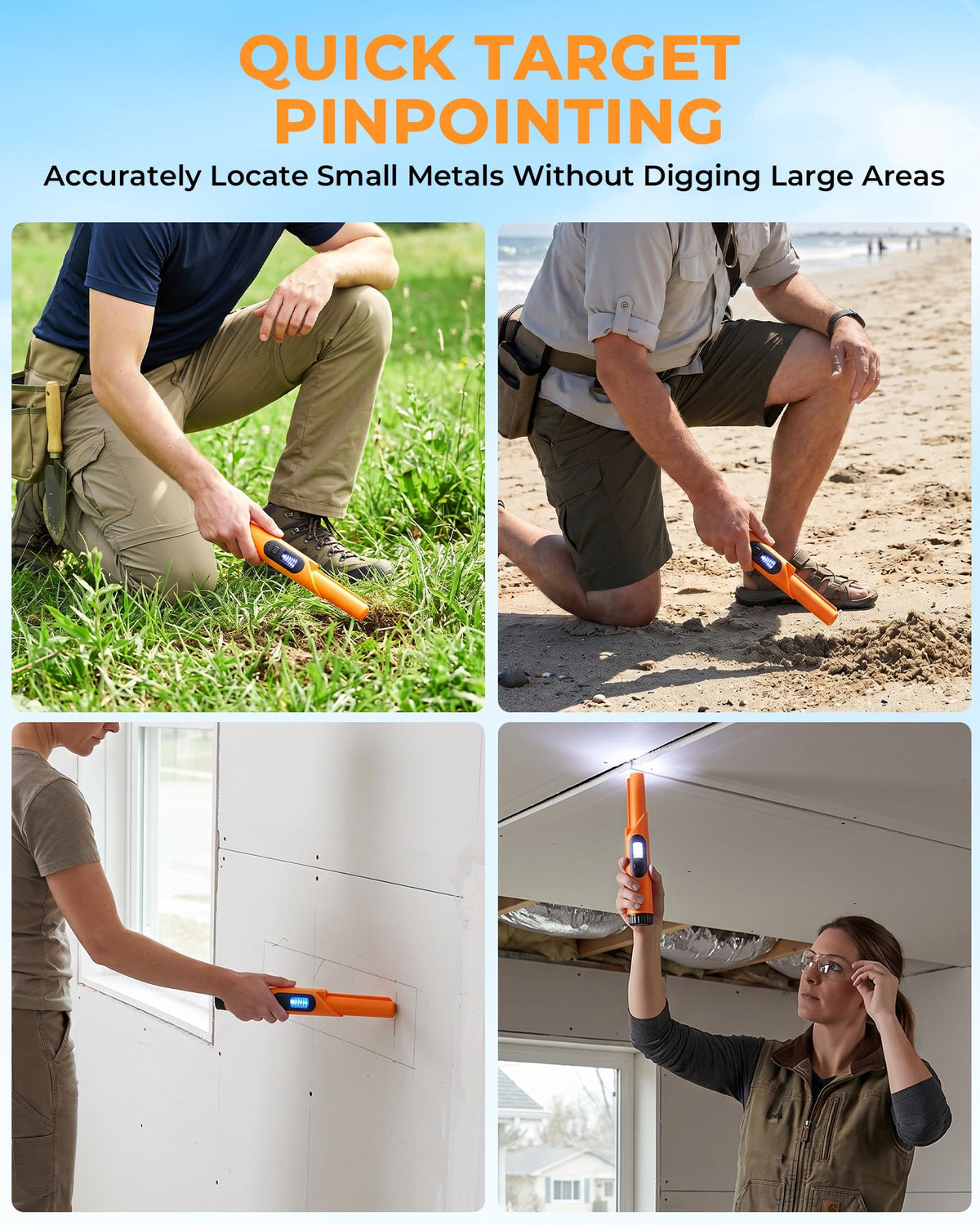 Metal Detector Pinpointer, 360° Handheld Pin Pointer with LED