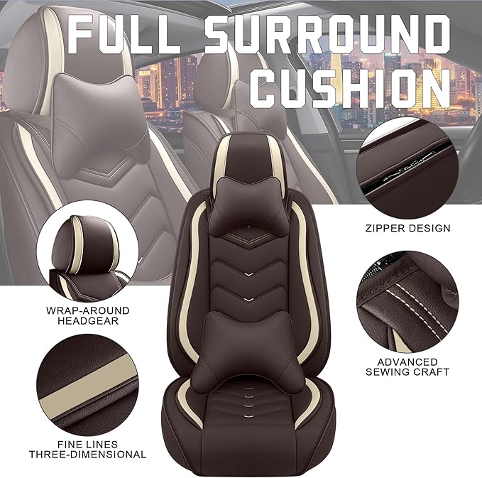 CTDS Car Seat Covers for Honda Accord 2000-2026, Stylish Sport Seat Cover, Premium Nappa Leather Car Seat Cover. Automobile Seat Covers Sets.(Luxury 2 Seats/Coffee Color)