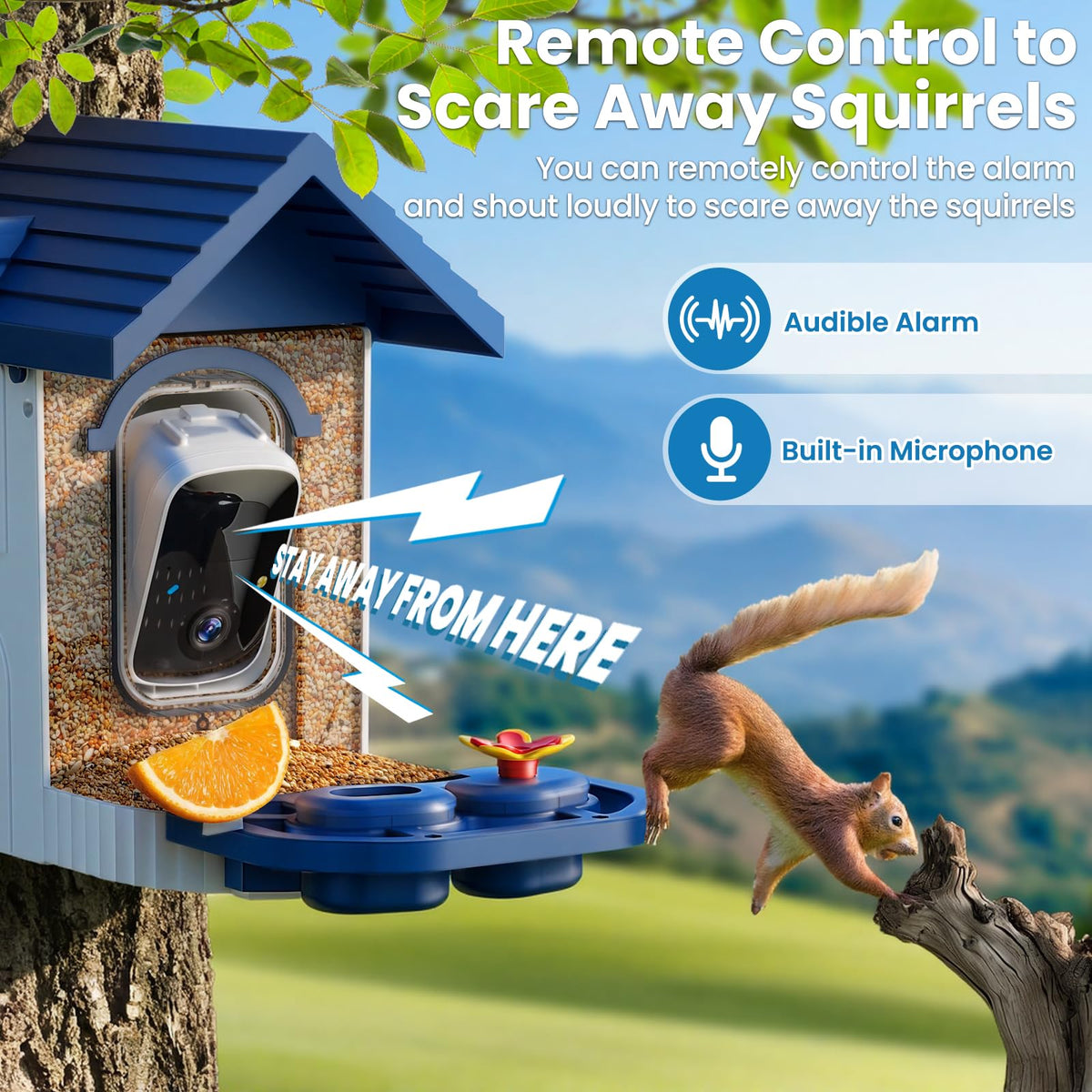Smart Bird Feeder with 2K HD Camera Squirrel Proof Weatherproof Outdoor