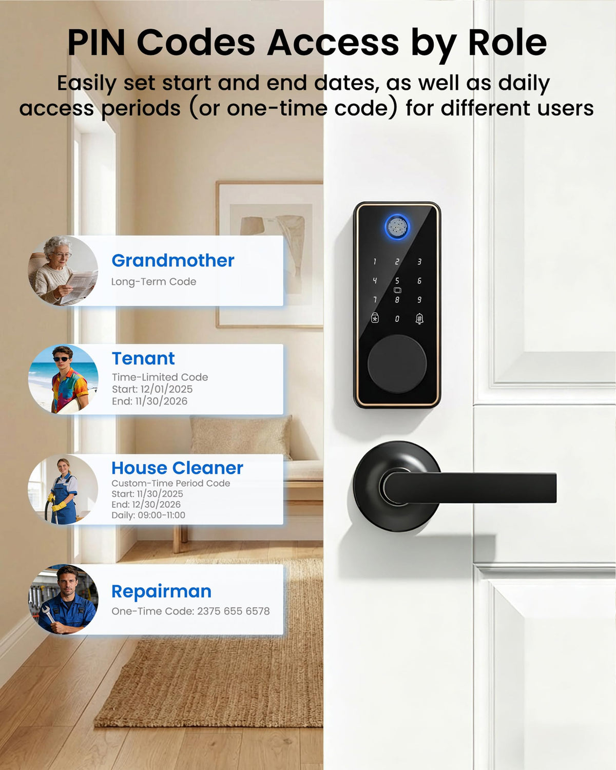 IBLOG Smart Deadbolt Lock, 5-in-1 Keyless Entry Door Lock App Control, Fingerprint Electronic Touchscreen Keypad, Auto Locking, IP54 Weatherproof, Easy Install Digital Deadbolt for Front Door