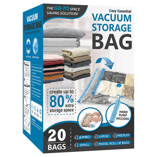Vacuum Storage Bags with Hand Pump, Vacuum Seal Space Saver Bags,20 Combo