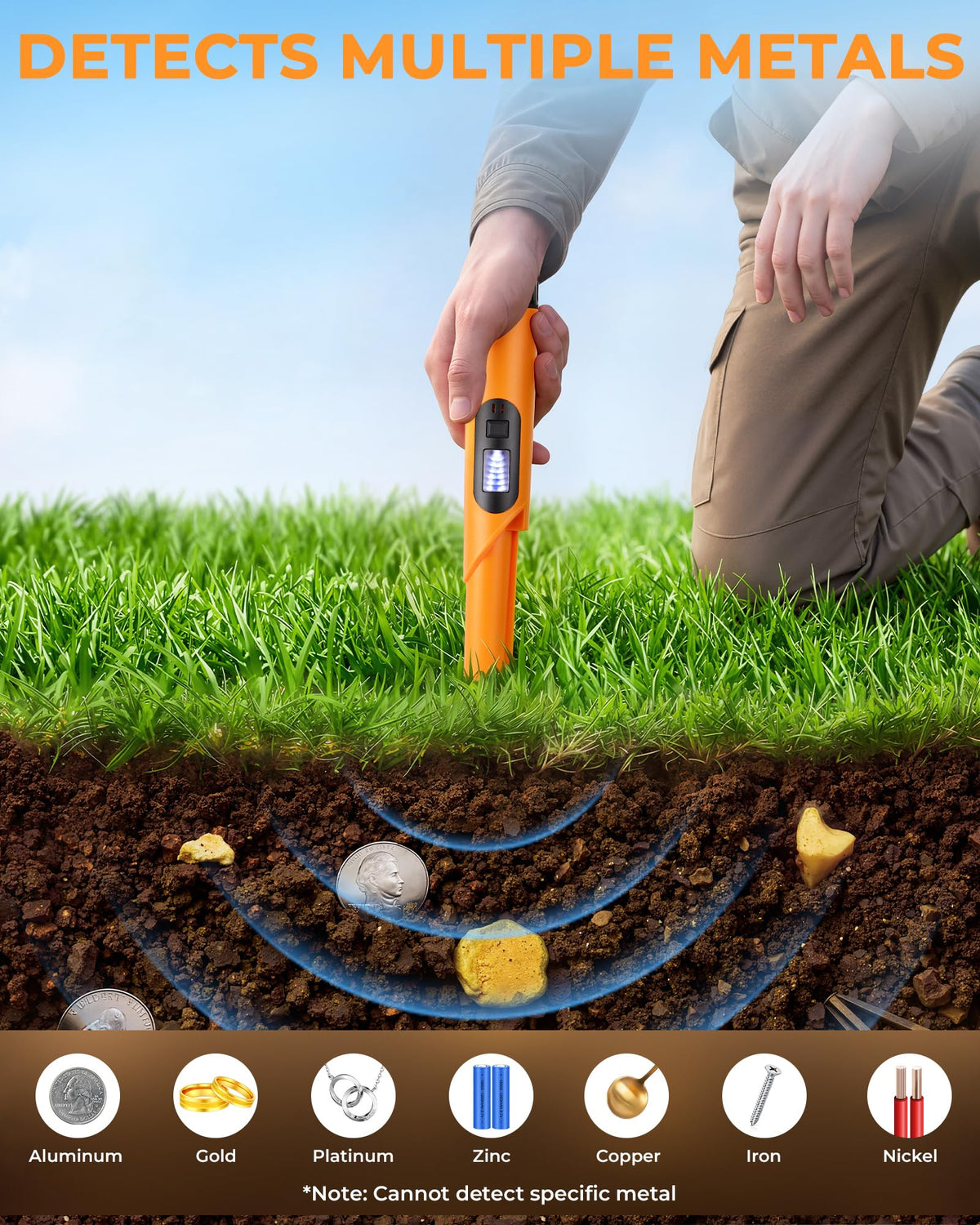 Metal Detector Pinpointer, 360° Handheld Pin Pointer with LED