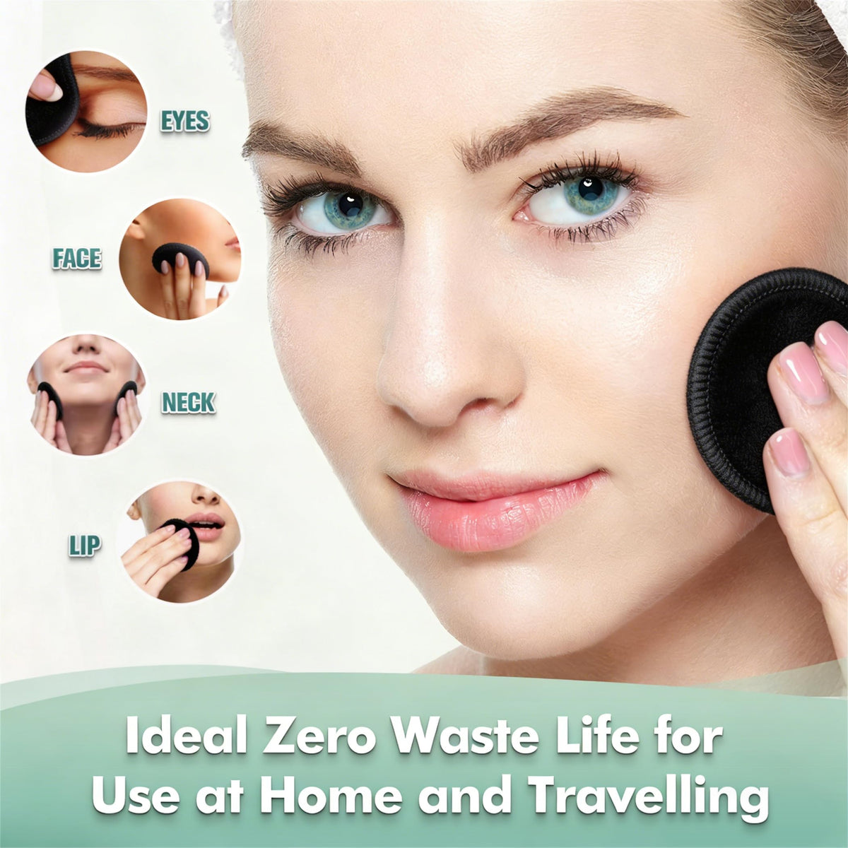wegreeco 40 Pack Reusable Makeup Remover Pads, Washable Reusable Cotton Rounds Pads for Face, Makeup Remover Cloths for All Skin - (Black)