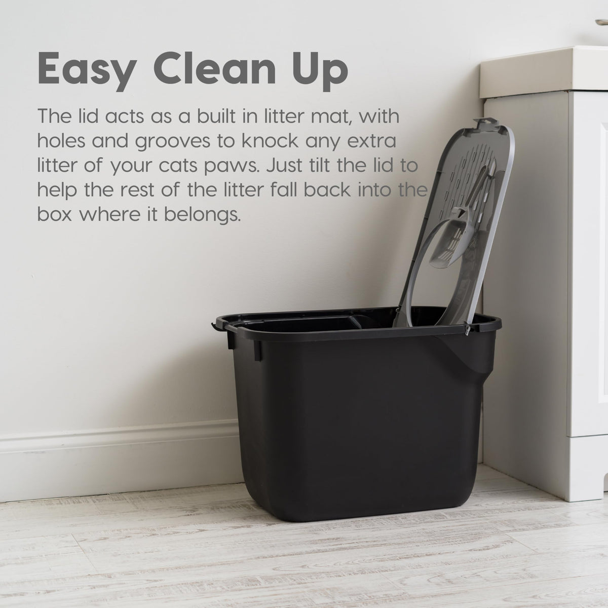 IRIS USA Large Top Entry Cat Litter Box, Hooded Privacy, Black/Gray