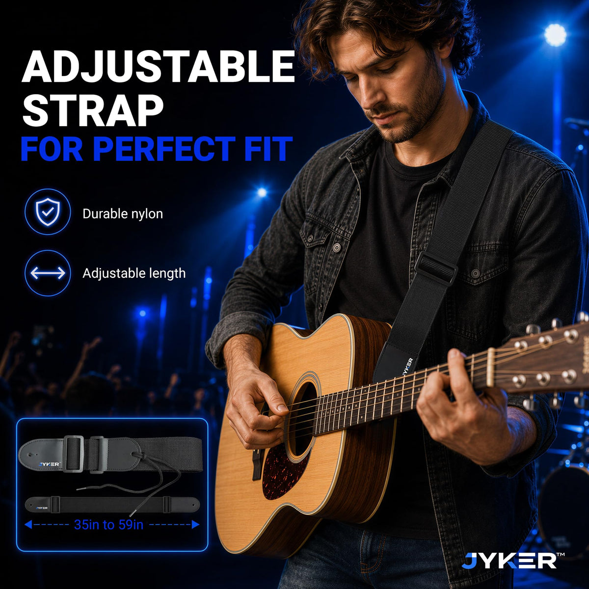 JYKER Guitar Accessories Kit - Guitar Capo, Guitar Picks, Guitar Strap, Pick Holder, 2-in-1 Pick Tuner for Acoustic, Electric, Bass Guitar & Ukulele, Rosewood