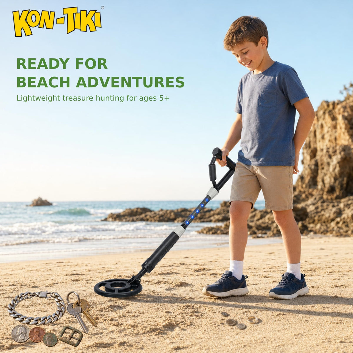 KON-TIKI Kids Metal Detector with LED Distance Indicator & Sound