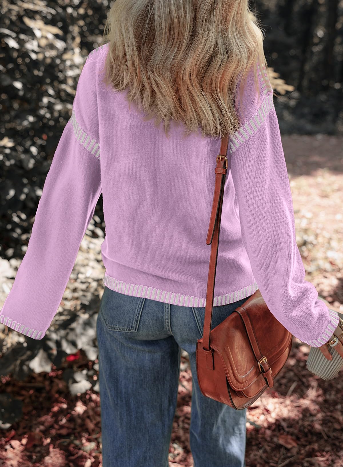 Dokotoo Womens Sweaters 2026 Casual Long Sleeve Knit Sweater Tops Purple L