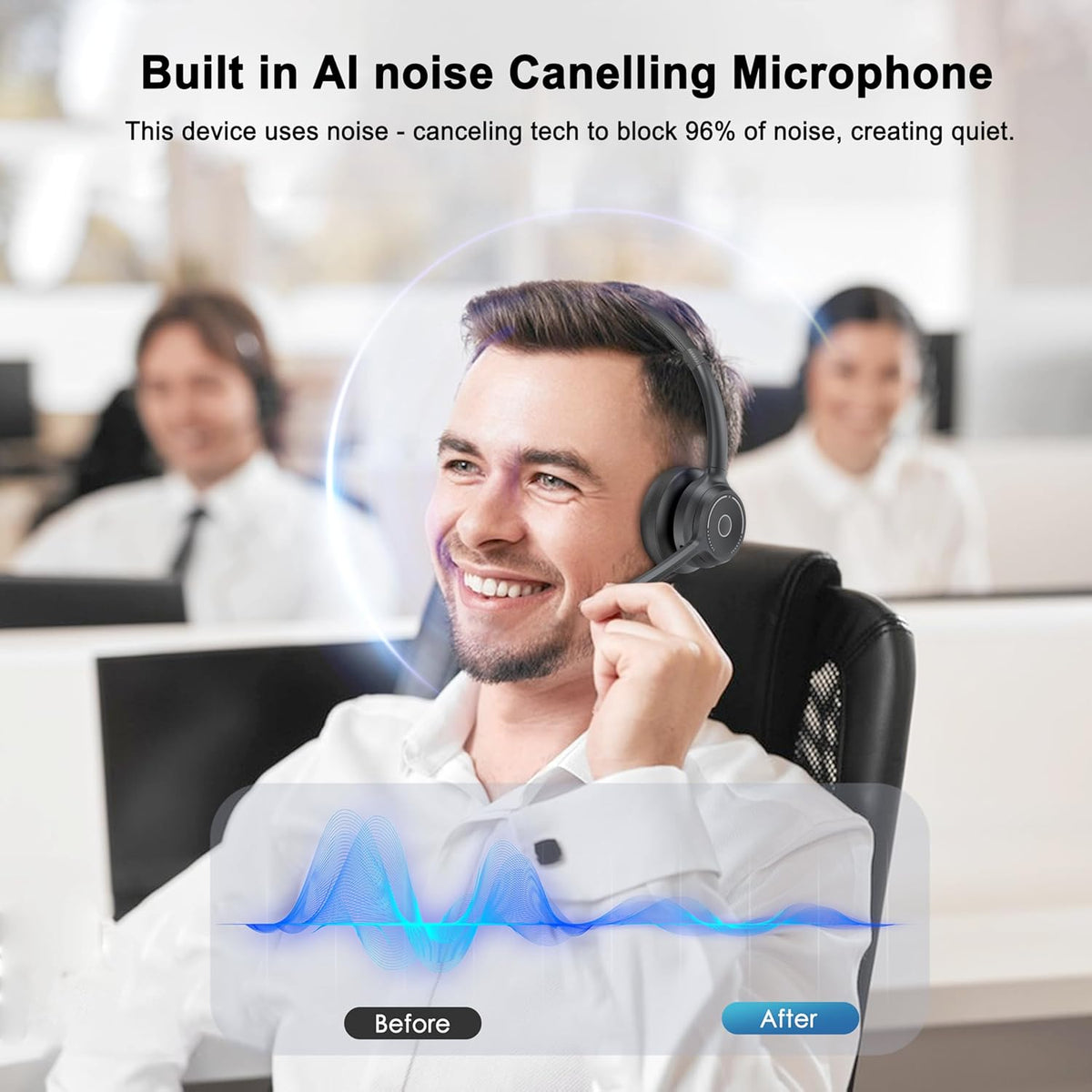 Wireless Headset With Noise Cancelling Mic