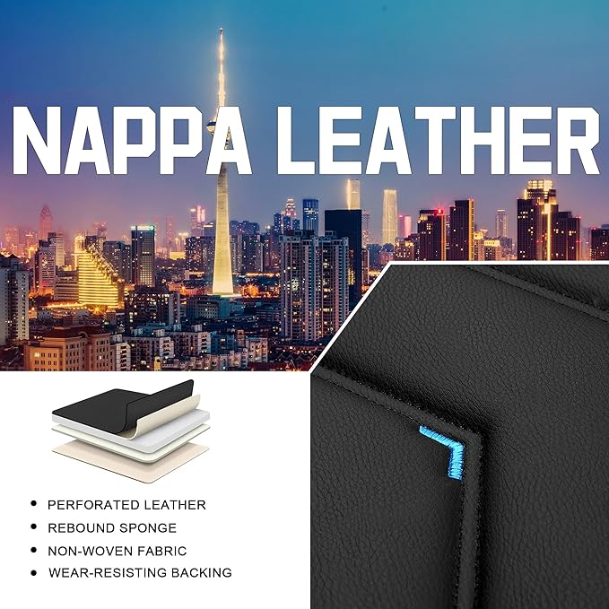 CTDS Car Seat Covers for Honda Accord 2000-2026, Stylish Sport Seat Cover, Premium Nappa Leather Car Seat Cover. Automobile Seat Covers Sets.(Luxury 2 Seats/Black Blue)