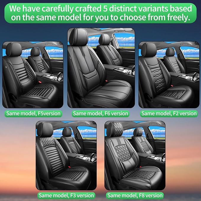 Fit Prologue Car Seat Covers for Honda Prologue 2024 2025 2026-Upgraded Premium Waterproof & Breathable Leather, Airbag Compatible, All-Weather Seat Cushion Protector,2 Front/Black