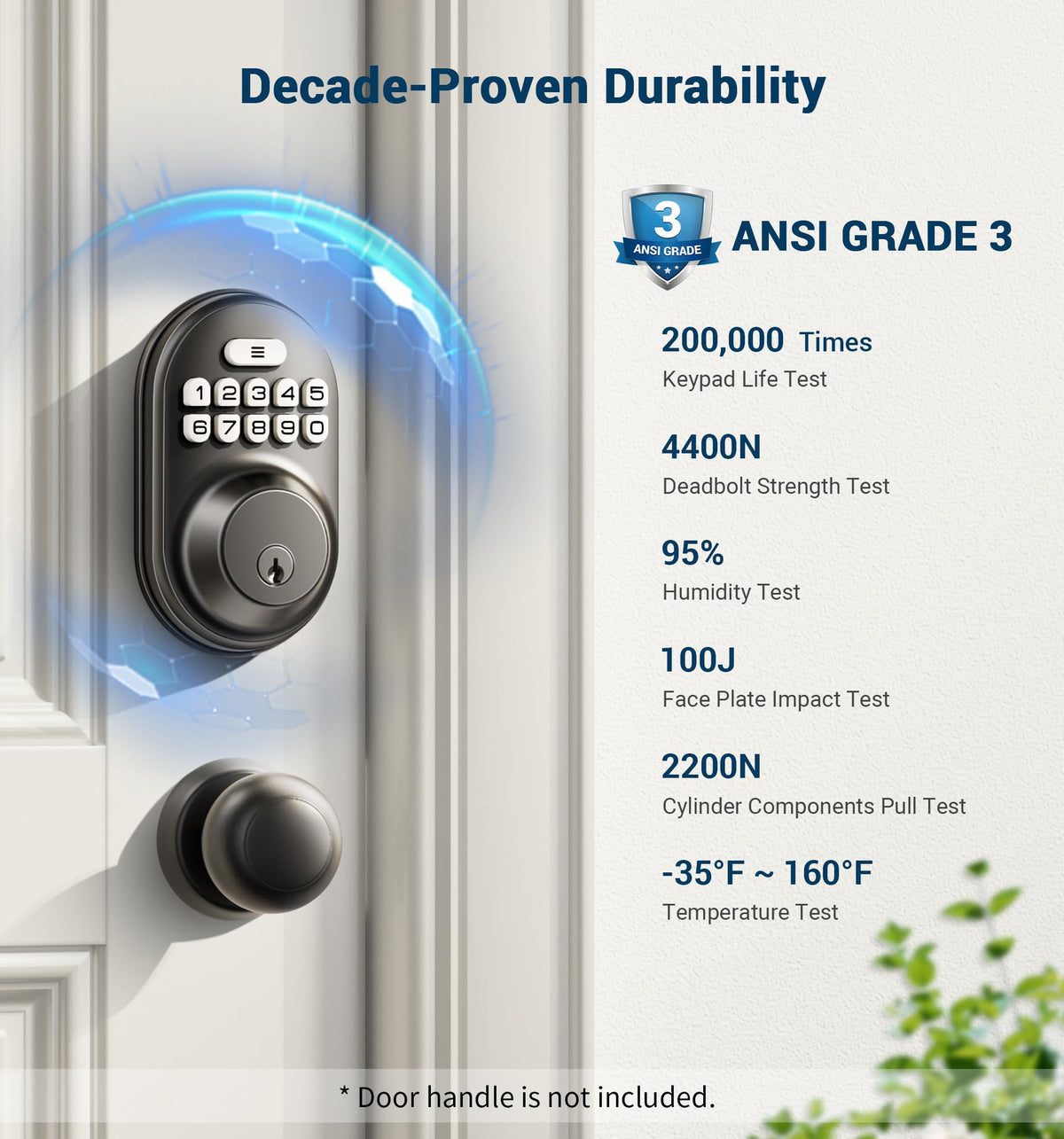 Veise RZ-A Electronic Keypad Deadbolt Door Lock, Matte Black