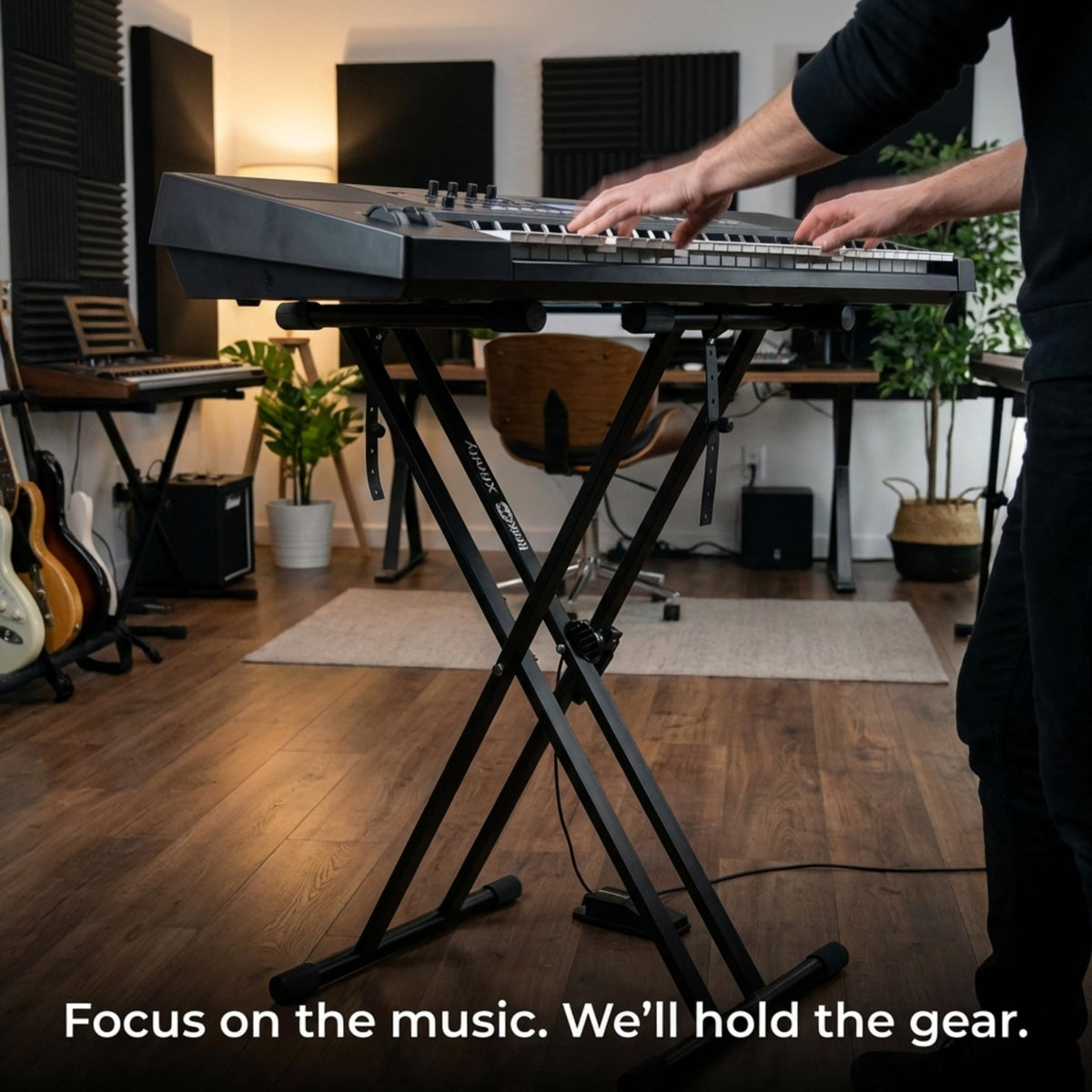 RockJam Xfinity Double X Keyboard Stand, Pre-Assembled & Adjustable