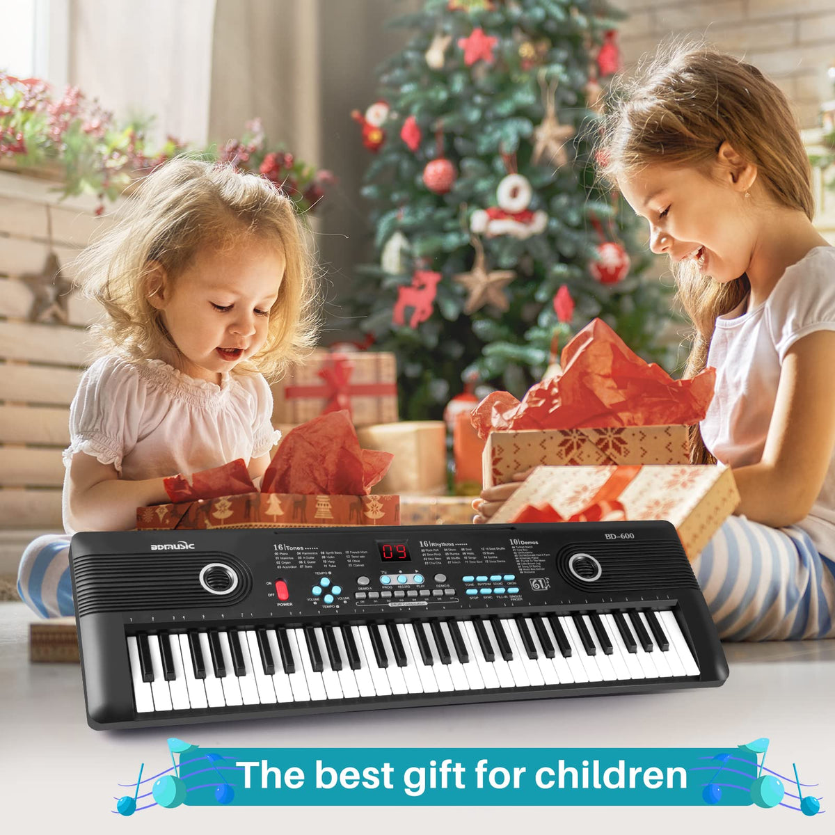 61 key keyboard Piano,Portable Electronic Digital Piano,Built In Dual Speakers,External Microphone,Power Plug,Rich Teaching Content,Multi-Functional Electronic Piano Suitable For Beginners