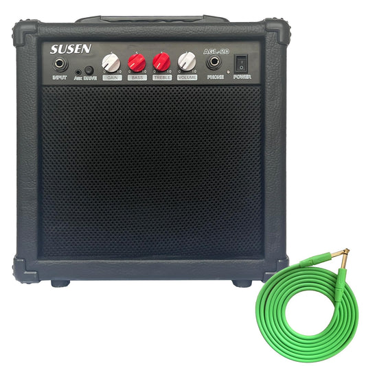 SUSEN Electric Guitar Amp 20 Watt Amplifier Portable Amp with Headphone Input Gain Powe Including Professional Noise Reduction Cable
