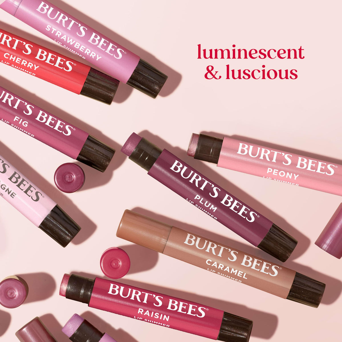 Burt's Bees Lip Shimmer Nude Collection, Tinted Lip Balm, 0.09 oz., 3 Tubes