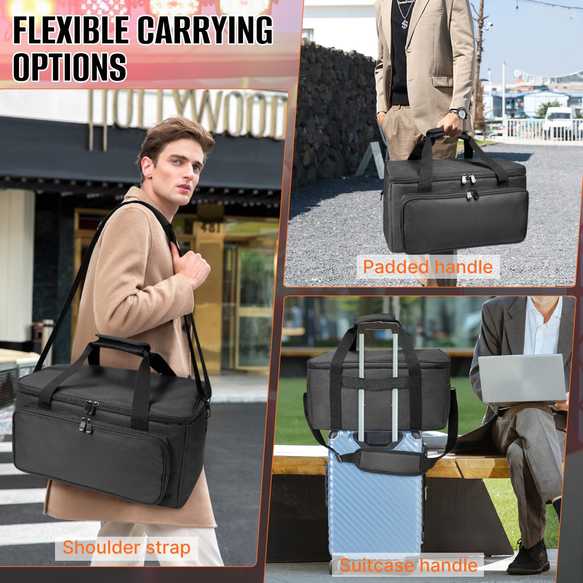 ORKELS 3/8'' Padded PAR Light Bag for 4 Lights, Stage Lighting Carry Case