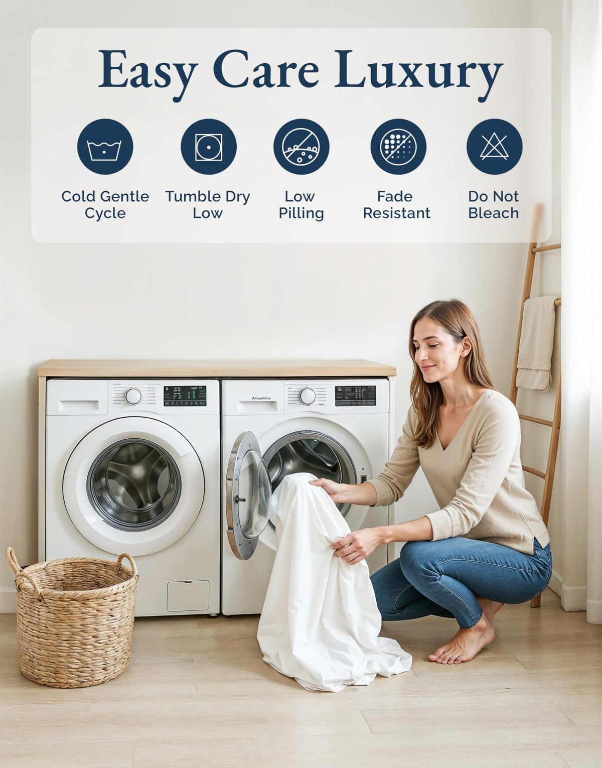 LANE LINEN Queen Sheets 100% Organic Cotton 4pc Percale Cooling - White