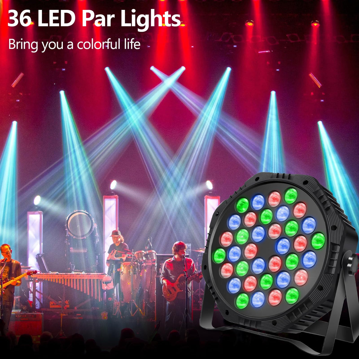 36 LED Par Lights, RGB Stage Lights Par Can Light, 36W DJ Lights Stage Lighting Uplights with Sound Activated, DMX and Remote Control Uplights for Events Wedding Party (1)