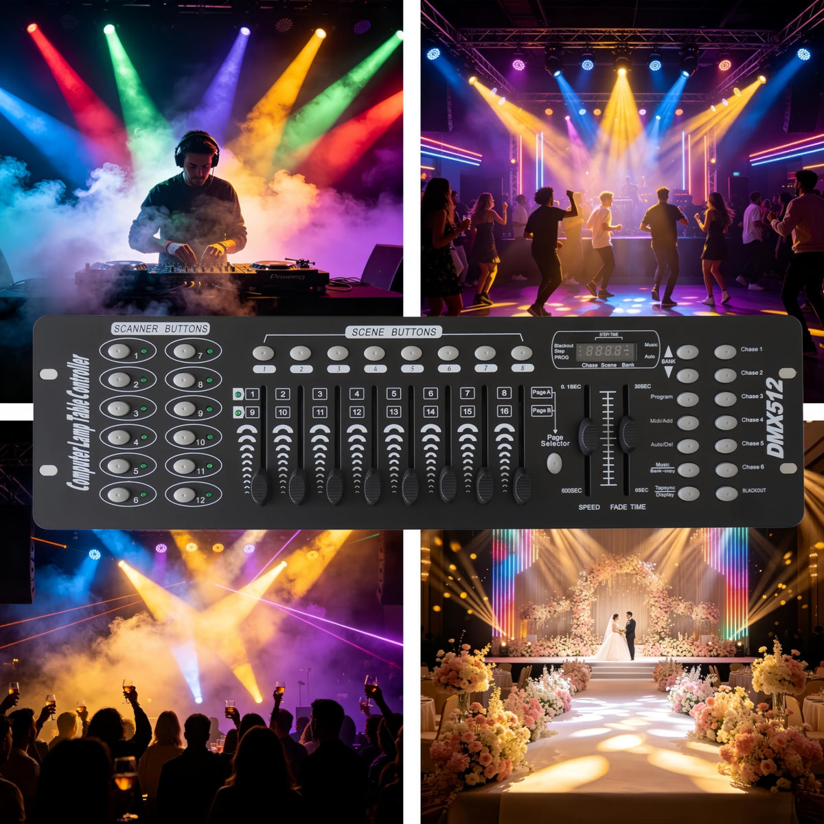 JCYW FLODY 192 DMX Controller for DJ Lights, DMX512 Stage Lighting Console
