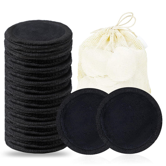 wegreeco 40 Pack Reusable Makeup Remover Pads, Washable Reusable Cotton Rounds Pads for Face, Makeup Remover Cloths for All Skin - (Black)
