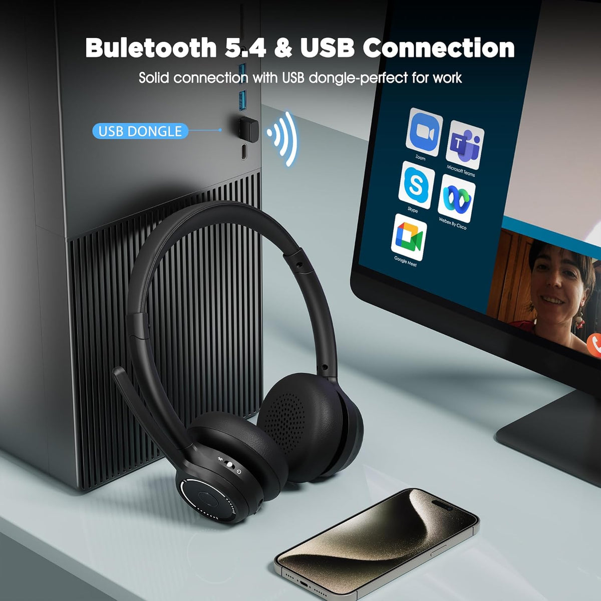 Wireless Headset With Noise Cancelling Mic