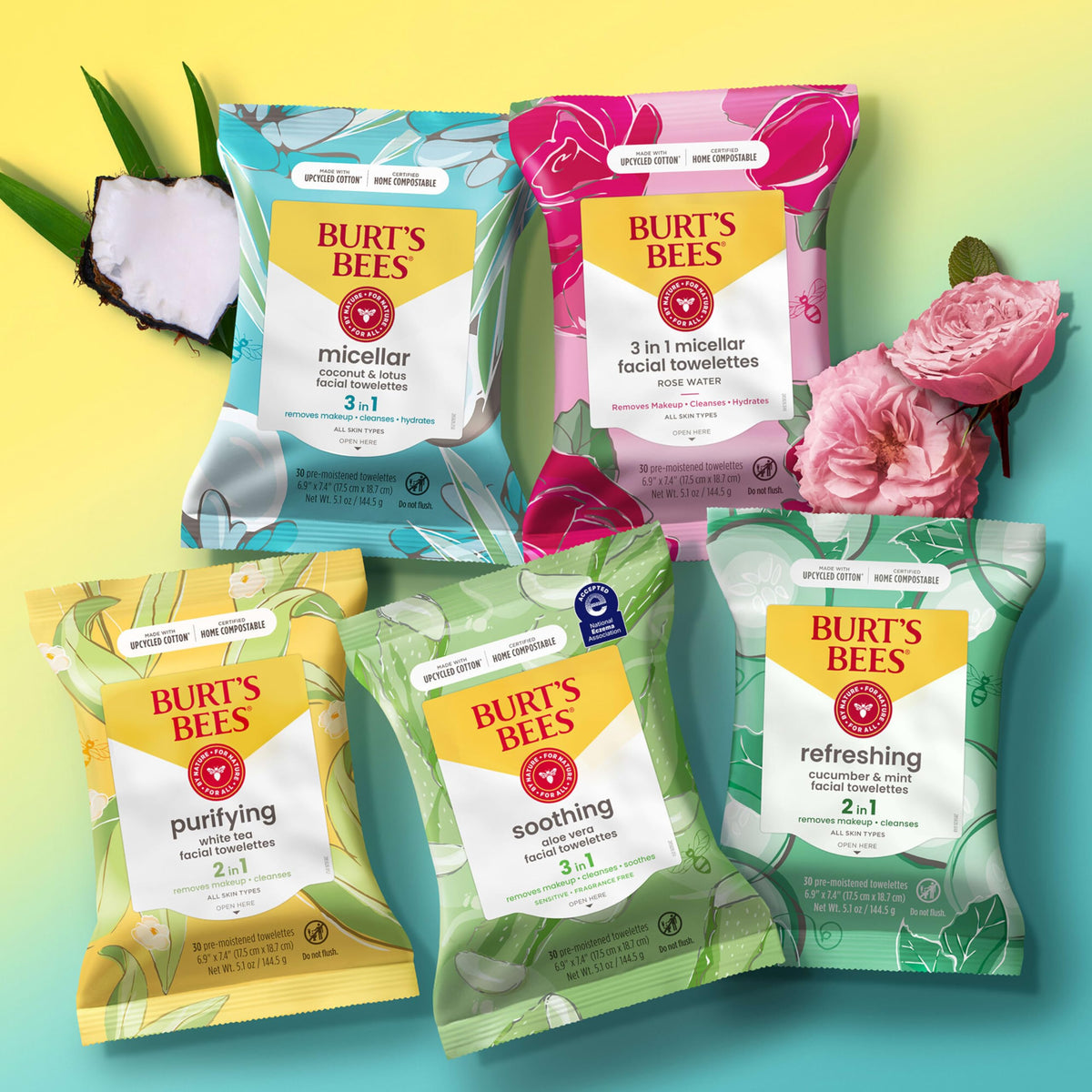 Burt's Bees, Aloe Vera Face Wipes, for Sensitive Skin, Soothing Makeup Remover & Facial Cleansing Towelettes, 30 Count (1 Pack)
