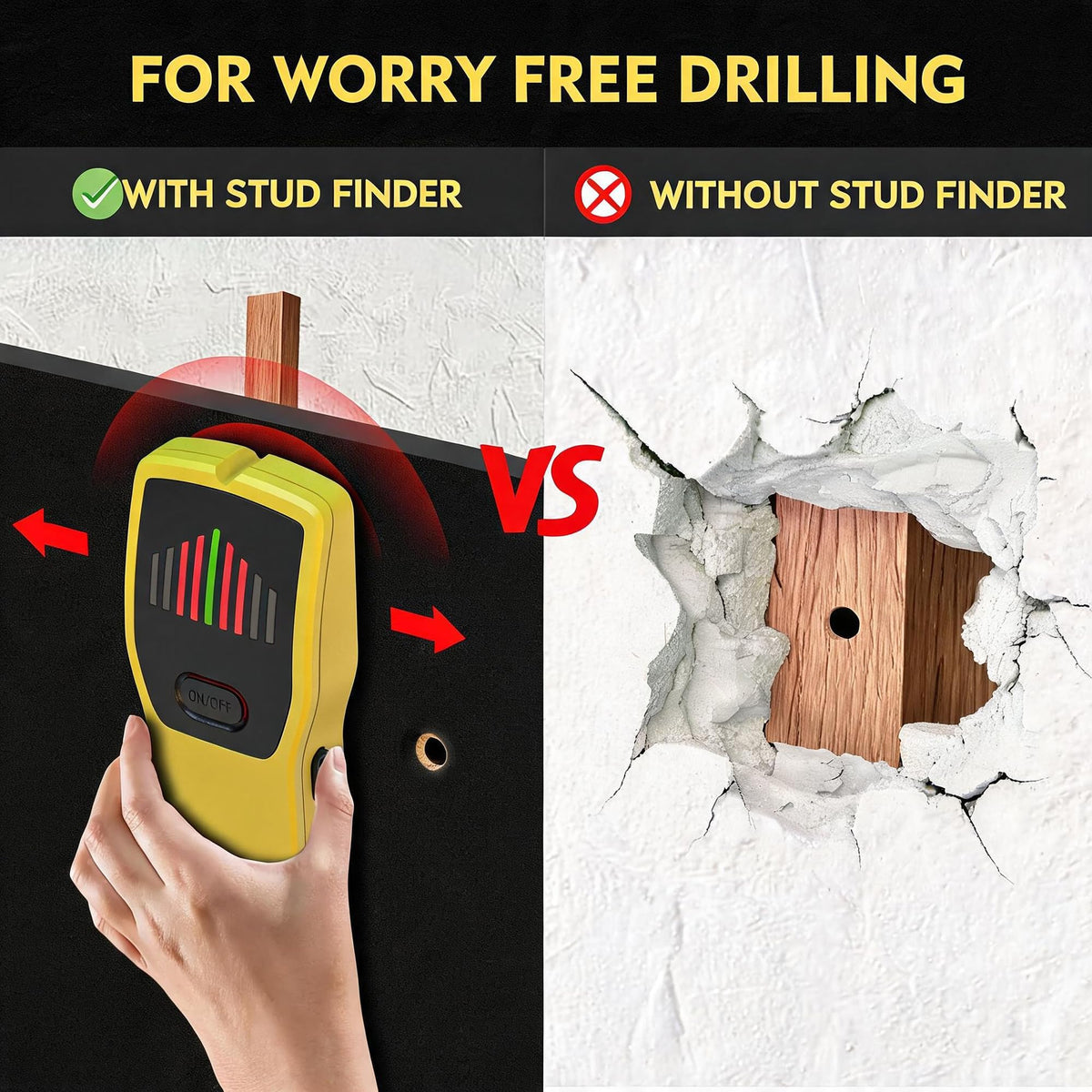 YuremBak Stud Finder Wall Scanner High Accuracy Wood & Metal Stud Detector